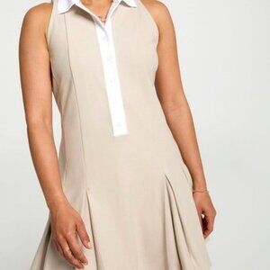 Calia Women's Box Pleat Polo Dress Small Khaki Sand Tennis Dress